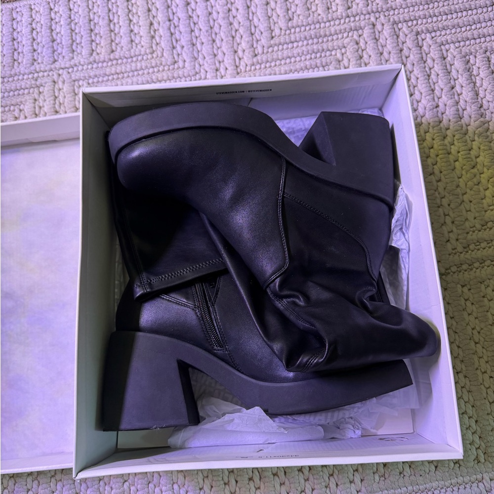 SOLD Steve Madden Black Heeled Boots